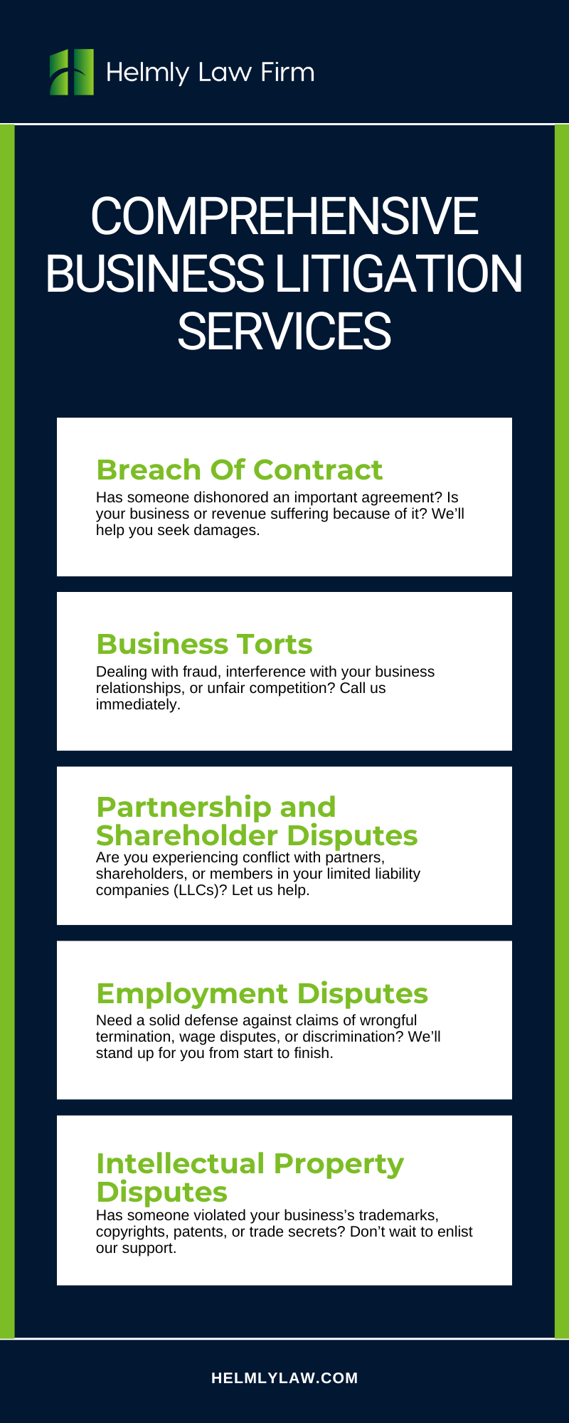 business litigation lawyer Mount Pleasant, SC Infographic